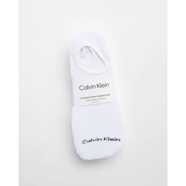 Calvin Klein Mens Socks  No Show Sneaker Liner Socks 6 PackWhite 2