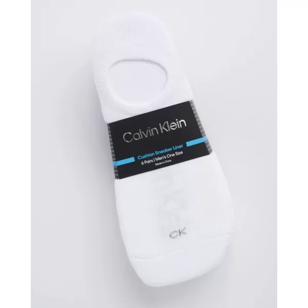 Calvin Klein Mens Socks  No Show Sneaker Liner Socks 6 PackWhite