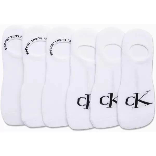 Calvin Klein Mens Socks  No Show Sneaker Liner Socks 6 PackWhite Logo