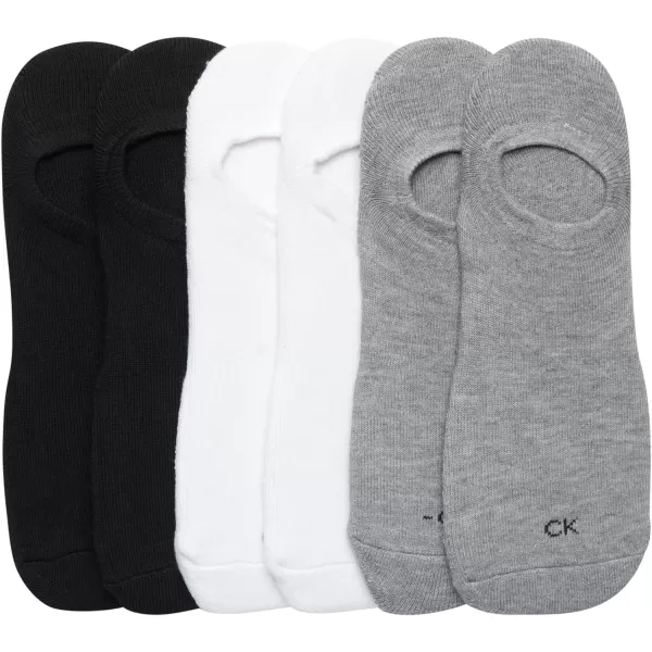 Calvin Klein Mens Socks  No Show Sneaker Liner Socks 6 PackWhiteGreyBlack