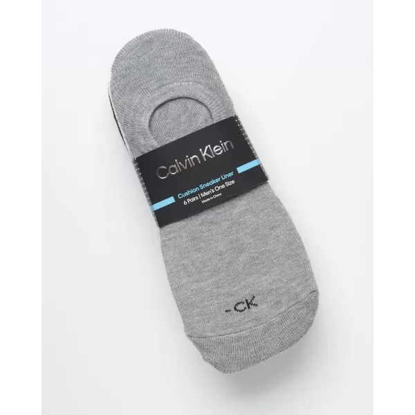 Calvin Klein Mens Socks  No Show Sneaker Liner Socks 6 PackWhiteGreyBlack