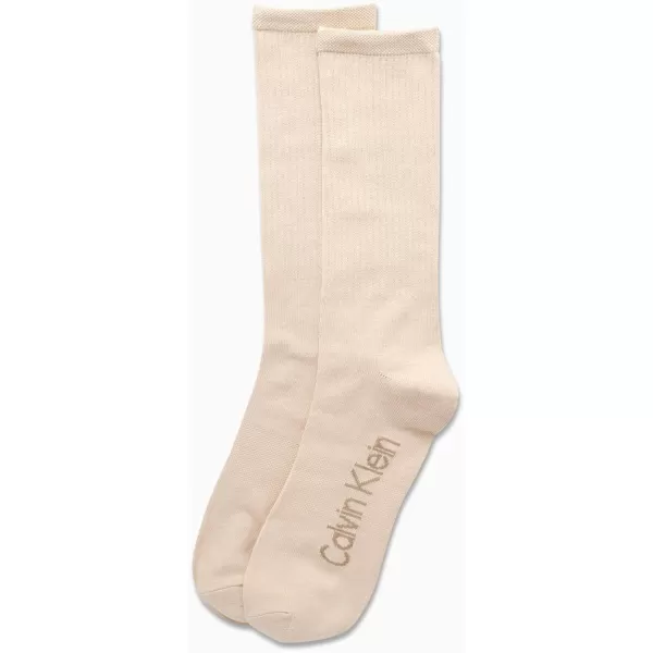 Calvin Klein Mens Socks  Sustainable SuperSoft Luxury Cushion Athletic Crew Socks 2 PackCream