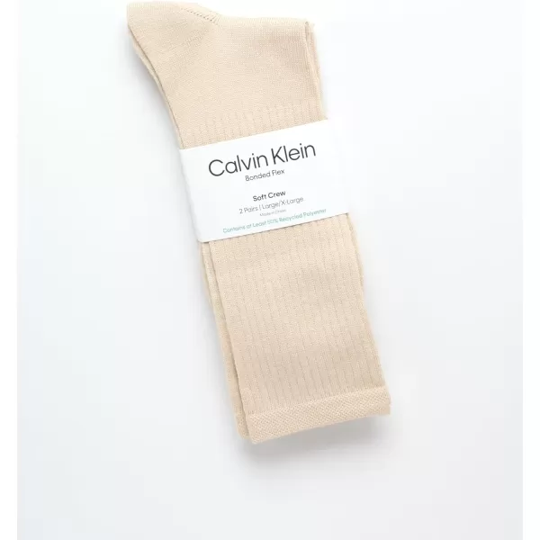 Calvin Klein Mens Socks  Sustainable SuperSoft Luxury Cushion Athletic Crew Socks 2 PackCream