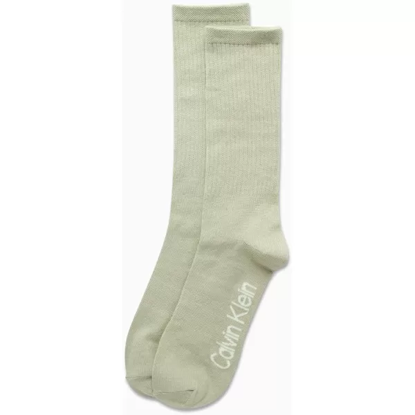 Calvin Klein Mens Socks  Sustainable SuperSoft Luxury Cushion Athletic Crew Socks 2 PackPistachio