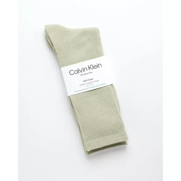 Calvin Klein Mens Socks  Sustainable SuperSoft Luxury Cushion Athletic Crew Socks 2 PackPistachio