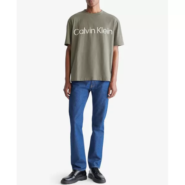 Calvin Klein Mens Stencil Logo Relaxed TeeDusty Olive