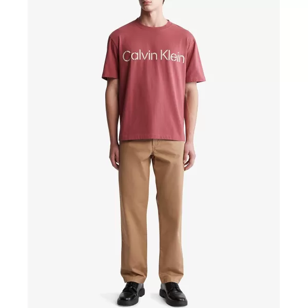 Calvin Klein Mens Stencil Logo Relaxed TeeRaspberry Blush