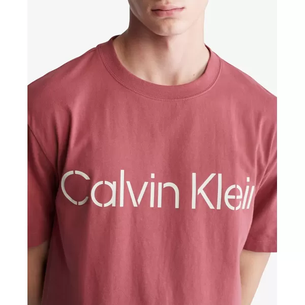 Calvin Klein Mens Stencil Logo Relaxed TeeRaspberry Blush