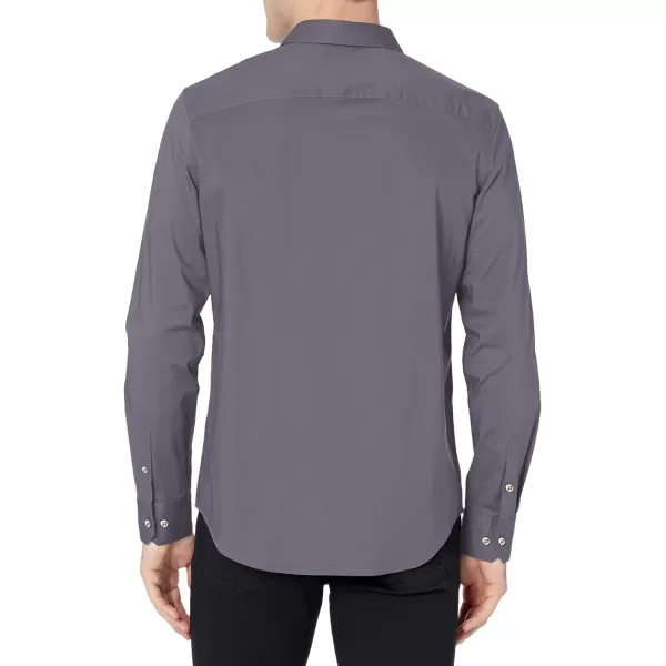 Calvin Klein Mens Stretch Cotton Monogram Logo Button Down ShirtPlum
