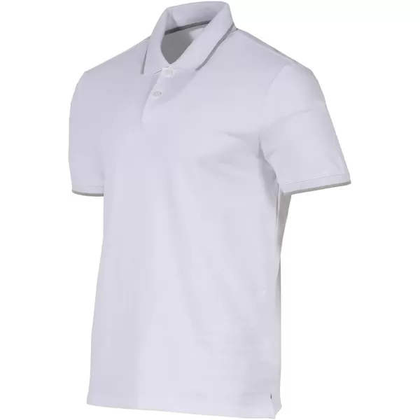 Calvin Klein Mens Stretch Pique Solid Tipped PoloBrilliant White