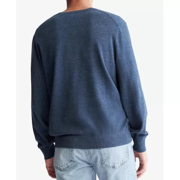 Calvin Klein Mens Supima Cotton Solid Monogram Logo SweaterDenim Heather