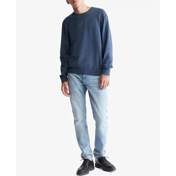 Calvin Klein Mens Supima Cotton Solid Monogram Logo SweaterDenim Heather