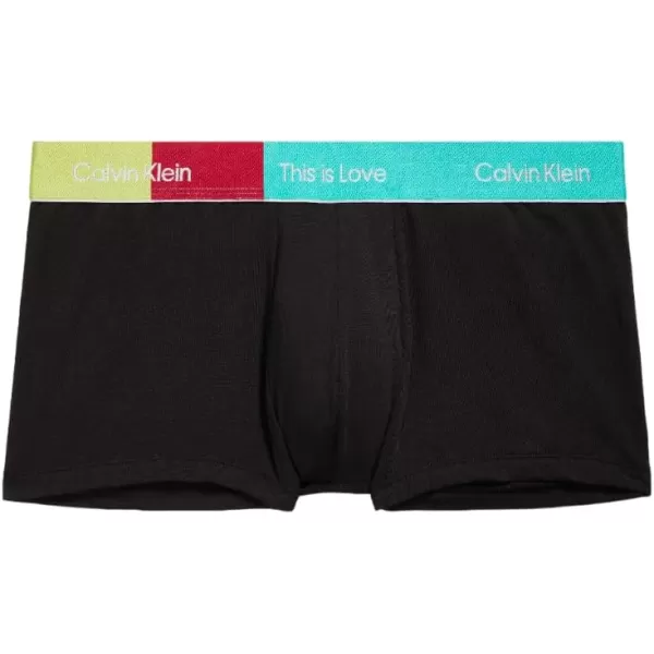 Calvin Klein Mens This is Love Pride Colorblock Cotton UnderwearTRUNK Black W Aqua Green