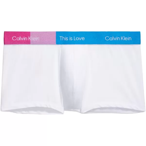 Calvin Klein Mens This is Love Pride Colorblock Cotton UnderwearTRUNK White W Shocking Blue