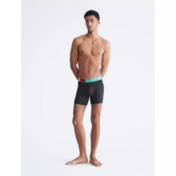 Calvin Klein Mens This is Love Pride Colorblock Micro UnderwearBoxer Brief Black W Aqua Green