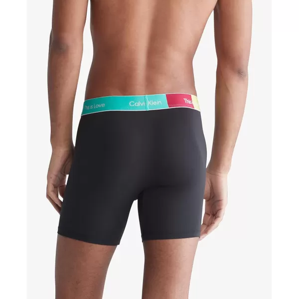 Calvin Klein Mens This is Love Pride Colorblock Micro UnderwearBoxer Brief Black W Aqua Green