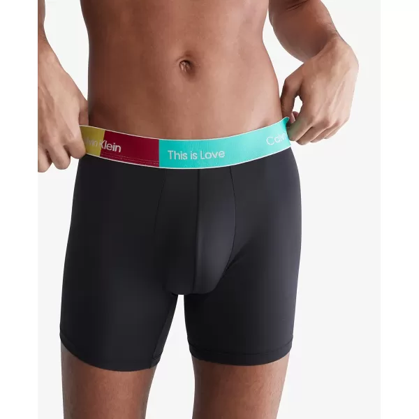 Calvin Klein Mens This is Love Pride Colorblock Micro UnderwearBoxer Brief Black W Aqua Green