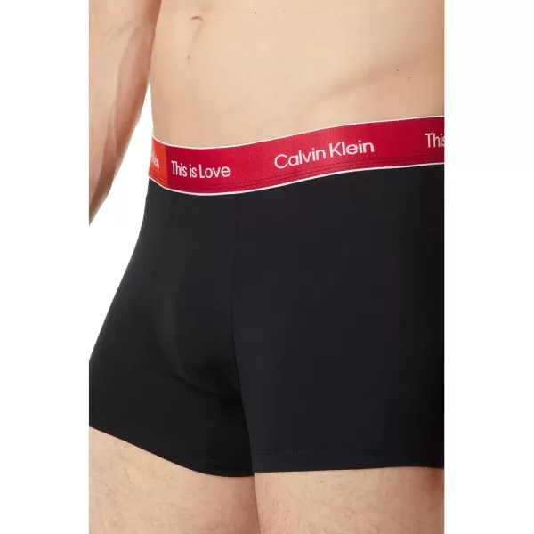 Calvin Klein Mens This is Love Pride Colorblock Micro UnderwearBoxer Brief Black W Persian Red