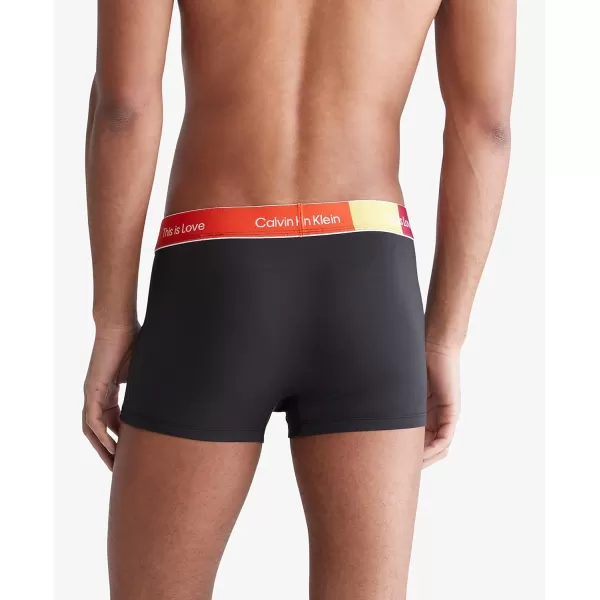 Calvin Klein Mens This is Love Pride Colorblock Micro UnderwearLow Rise Trunk Black W Cherry Tomato