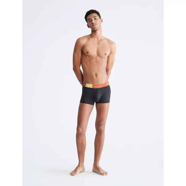 Calvin Klein Mens This is Love Pride Colorblock Micro UnderwearLow Rise Trunk Black W Cherry Tomato
