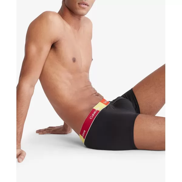 Calvin Klein Mens This is Love Pride Colorblock Micro UnderwearLow Rise Trunk Black W Cherry Tomato