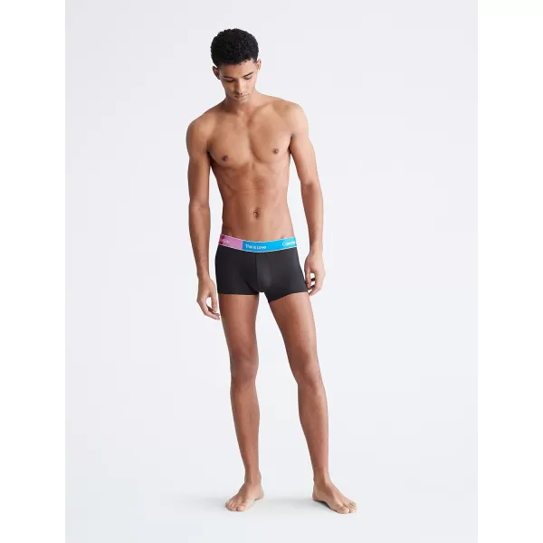 Calvin Klein Mens This is Love Pride Colorblock Micro UnderwearLow Rise Trunk Black W Shocking Blue