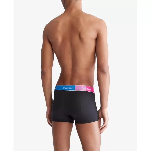 Calvin Klein Mens This is Love Pride Colorblock Micro UnderwearLow Rise Trunk Black W Shocking Blue