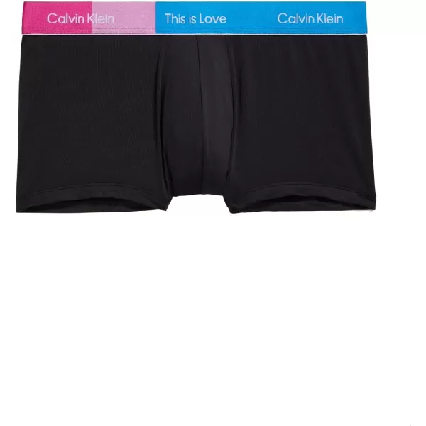 Calvin Klein Mens This is Love Pride Colorblock Micro UnderwearLow Rise Trunk Black W Shocking Blue