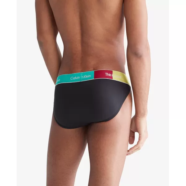Calvin Klein Mens This is Love Pride Colorblock Micro UnderwearSport Brief Black W Aqua Green
