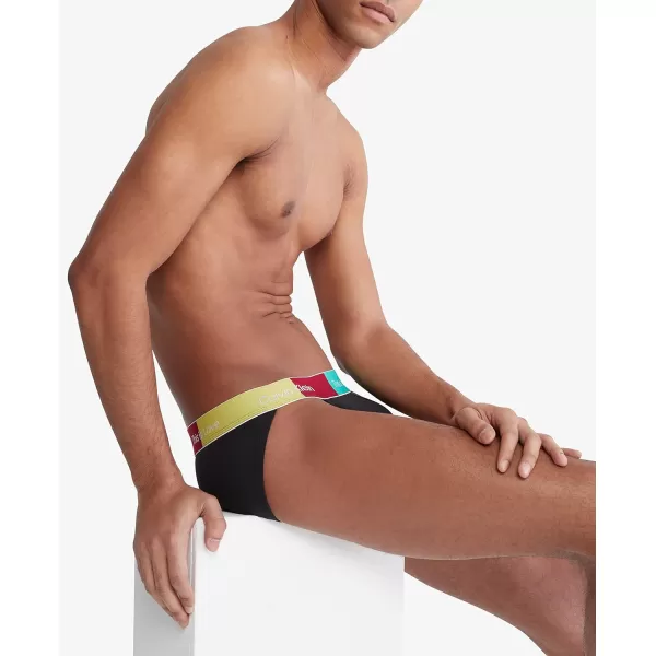 Calvin Klein Mens This is Love Pride Colorblock Micro UnderwearSport Brief Black W Aqua Green
