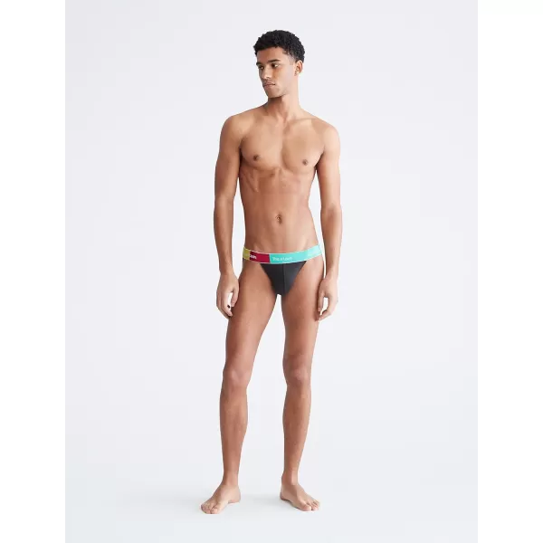 Calvin Klein Mens This is Love Pride Colorblock Micro UnderwearSport Brief Black W Aqua Green