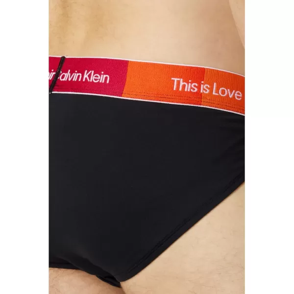 Calvin Klein Mens This is Love Pride Colorblock Micro UnderwearSport Brief Black W Persian Red