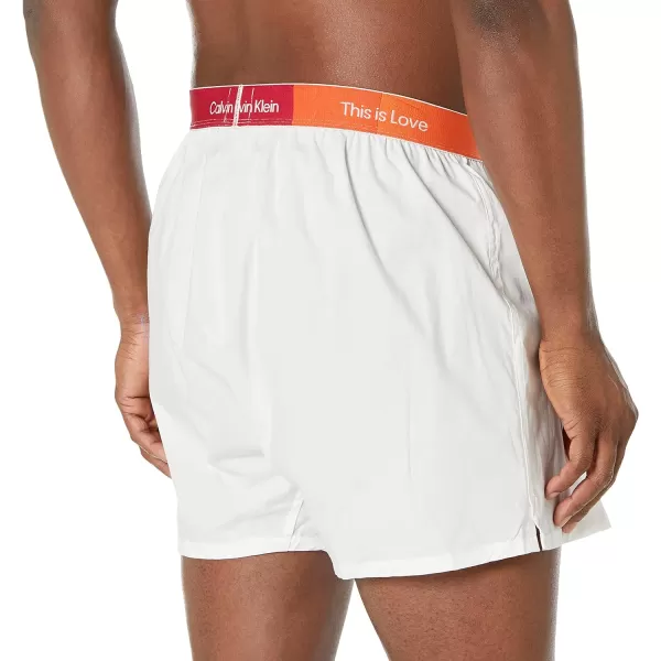 Calvin Klein Mens This is Love Pride Woven BoxerWhite W Persian Red