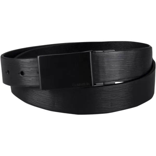 Calvin Klein Mens TwoInOne Reversible Modern Plaque Buckle Dress BeltBlackBlack