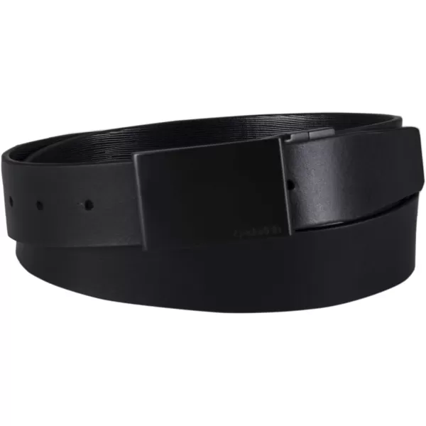 Calvin Klein Mens TwoInOne Reversible Modern Plaque Buckle Dress BeltBlackBlack