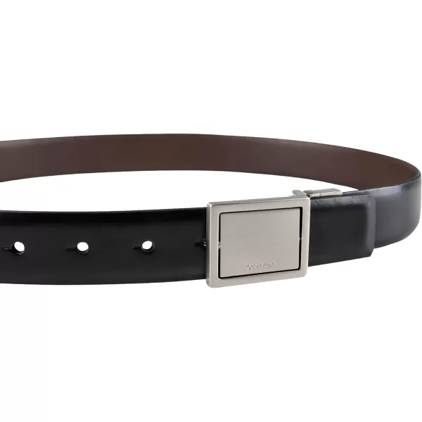 Calvin Klein Mens TwoInOne Reversible Modern Plaque Buckle Dress BeltBlackBrown