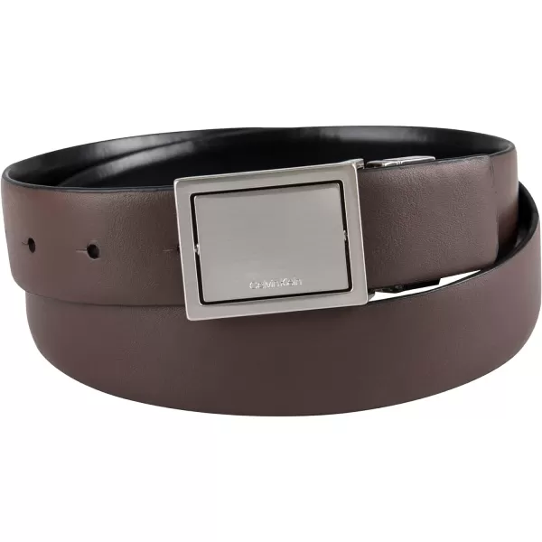 Calvin Klein Mens TwoInOne Reversible Modern Plaque Buckle Dress BeltBlackBrown