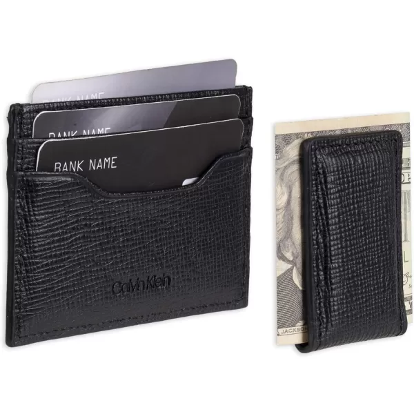 Calvin Klein Mens Wallet SetsMinimalist Bifold and Card CasesBlack Bessemer Card Case