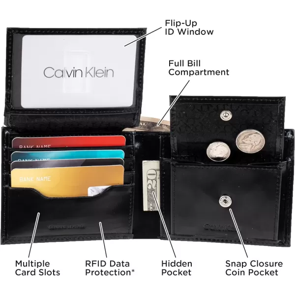 Calvin Klein Mens Wallet SetsMinimalist Bifold and Card CasesBlack Coin Pocket Bifold