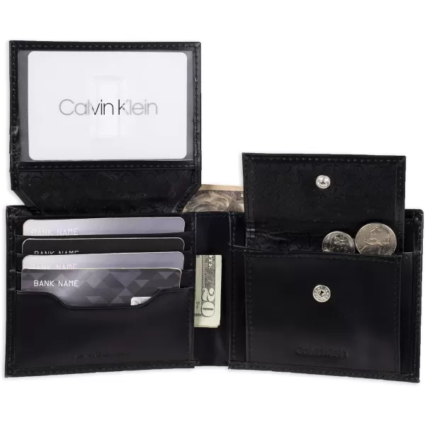 Calvin Klein Mens Wallet SetsMinimalist Bifold and Card CasesBlack Coin Pocket Bifold