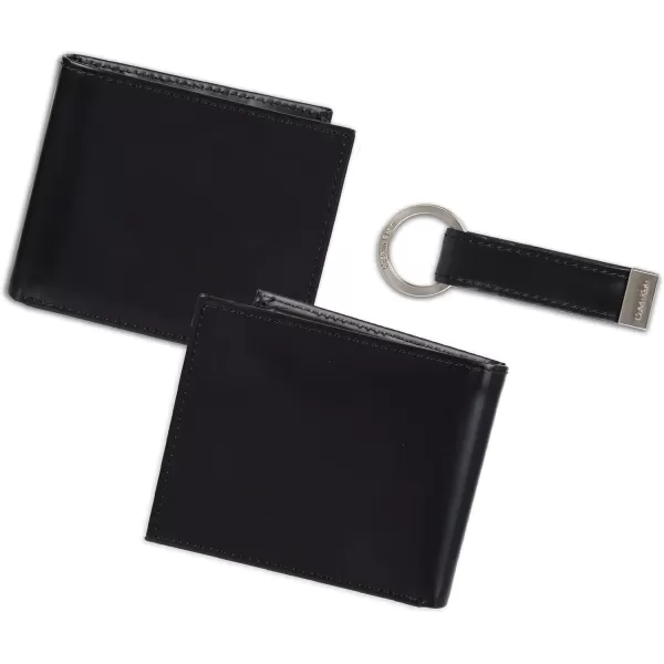 Calvin Klein Mens Wallet SetsMinimalist Bifold and Card CasesBlack Coin Pocket Bifold