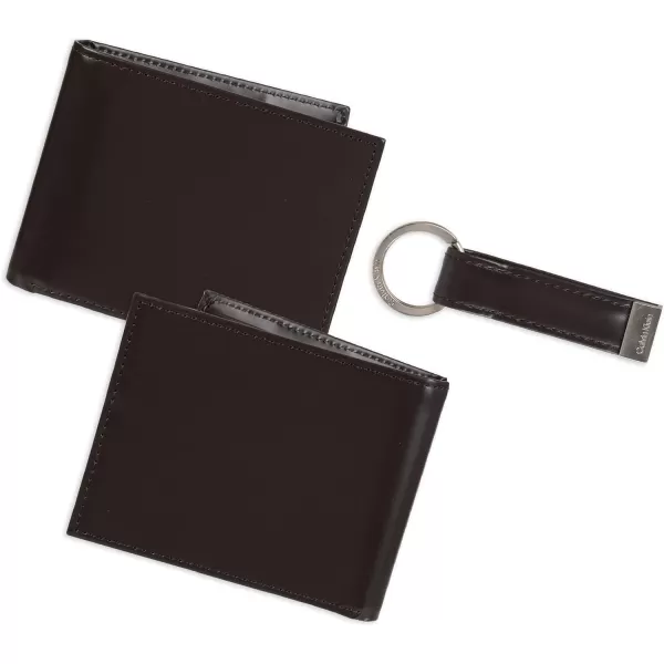 Calvin Klein Mens Wallet SetsMinimalist Bifold and Card CasesBrown Bifold