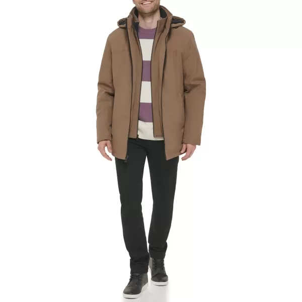 Calvin Klein Mens Water and Wind Resistant Hooded Coat from Fall Into WinterDark Tan