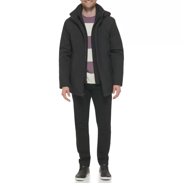 Calvin Klein Mens Water and Wind Resistant Hooded Coat from Fall Into WinterDeep Black