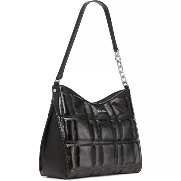 Calvin Klein Nova Chain Hobo Shoulder BagBlackSilver