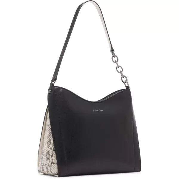 Calvin Klein Nova Chain Hobo Shoulder BagBlackWhite