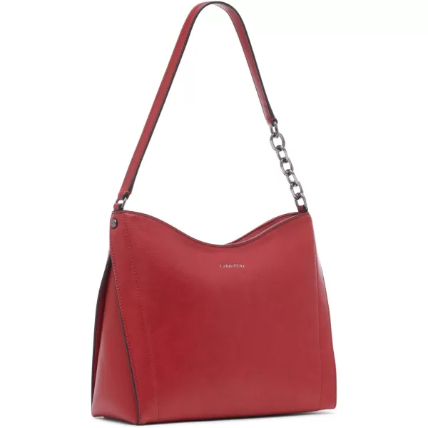 Calvin Klein Nova Chain Hobo Shoulder BagRuby Red