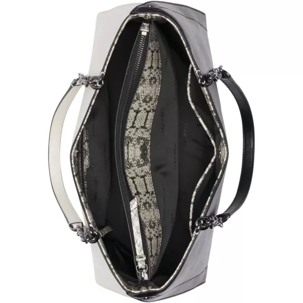 Calvin Klein Nova Triple Compartment Chain ToteBlackWhite