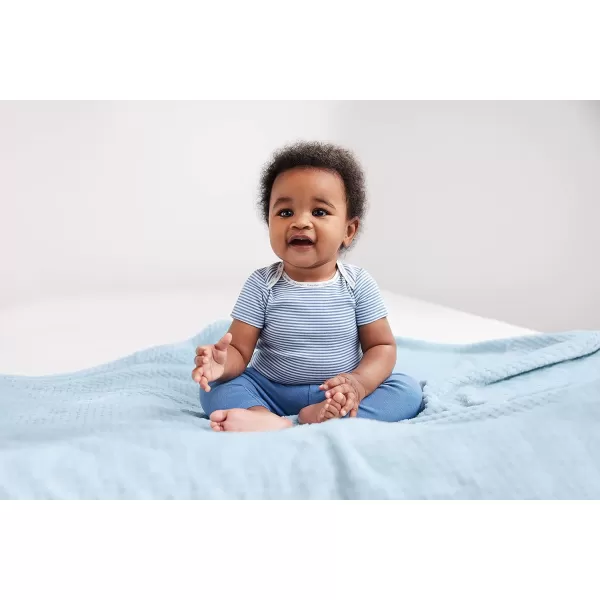 Calvin Klein Organic Baby Essentials 5 Pack BodysuitsBaby Blue  Coronet Blue  Bright White