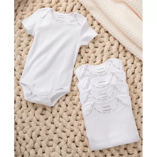 Calvin Klein Organic Baby Essentials 5 Pack BodysuitsBright White